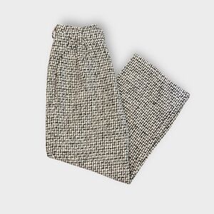 Commense Tweed Wide Leg Pants Size L | Black White High Rise Trouser NWT